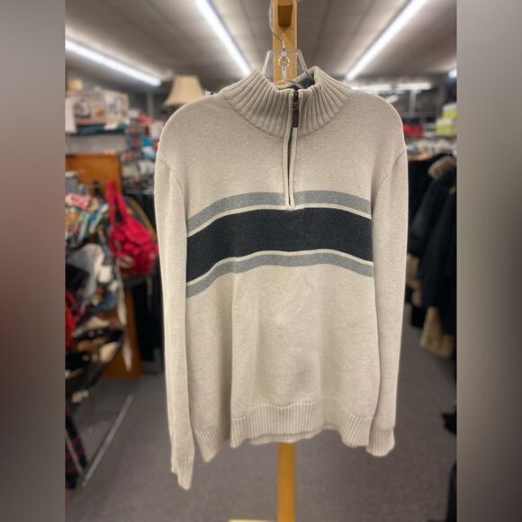 Eddie Bauer Mens XL White and Grey Sweater - Picture 1 of 3